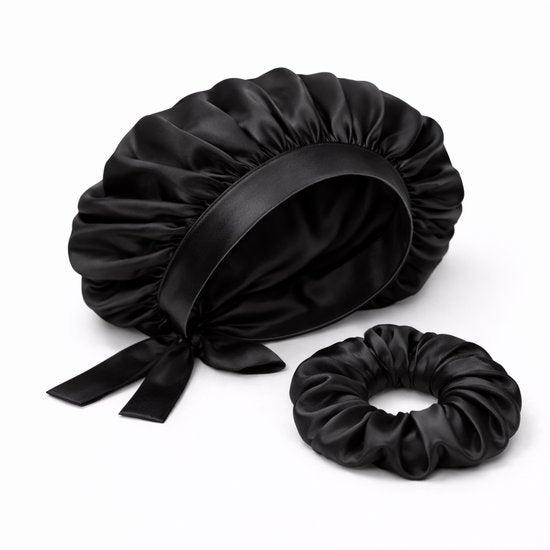 Luxe Zijden Slaapmuts met Scrunchie