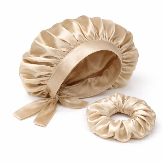 Luxe Zijden Slaapmuts met Scrunchie