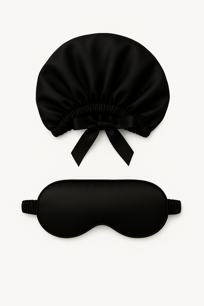 Zijde slaapset (slaapmuts en slaapmasker