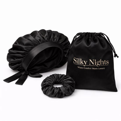 Luxe Zijden Slaapmuts met Scrunchie