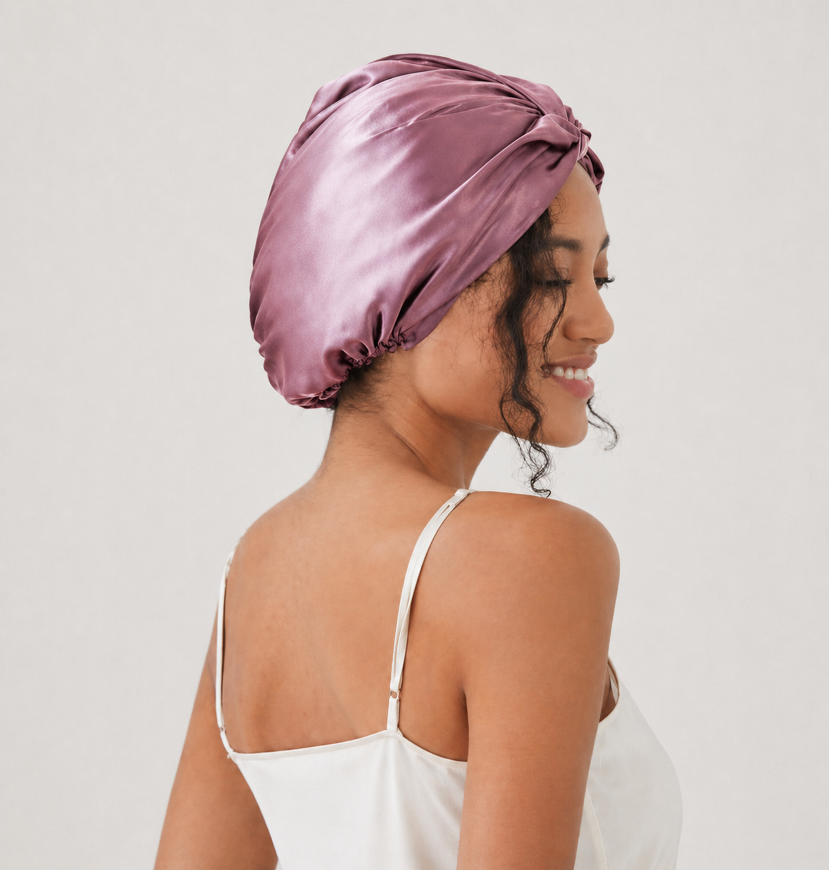 Luxe zijden bonnet inclusief scrunchie